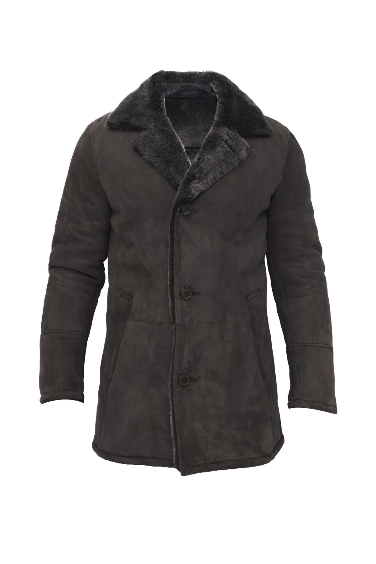Mens Sheepskin Classic Car Coat-Avondale