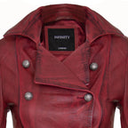 Womens Goth Leather Edwardian Flare Coat-Rushmoor