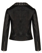 Womens Gothic Biker Leather Jacket with Studs-Bilbao