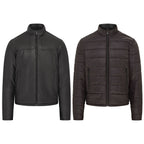 Mens Hooded Reversible Bomber Leather Jacket - Raufoss