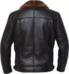 Steel B-3 Black Leather Bomber Jacket