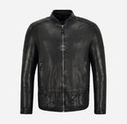 SUTTON Men's Vegetable Tanned Black Vintage Leather Biker Jacket