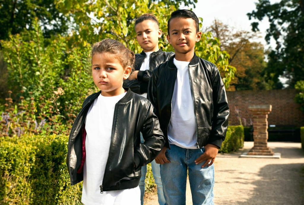 Kids Unisex Varsity Black Baseball Leather Bomber Black Jacket (1-13Years)