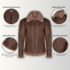 Mens B3 WW2 Sheepskin Leather Flying Aviator Jacket-Houston