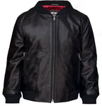 Kids Unisex Varsity Black Baseball Leather Bomber Black Jacket (1-13Years)