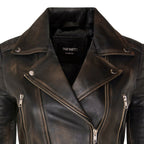 Womens Brando Cropped Leather Jacket-Longtown