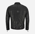 SUTTON Men's Vegetable Tanned Black Vintage Leather Biker Jacket