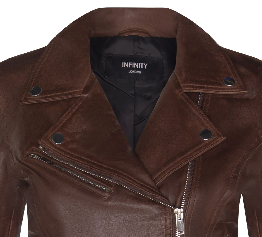 Womens Leather Classic Biker Brando Jacket-Baku