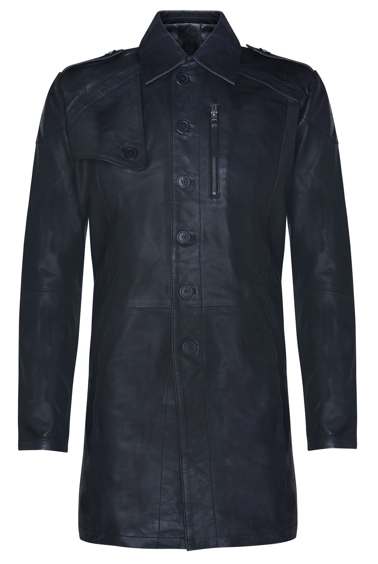 Mens Leather Trench Coat-Hamburg