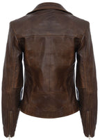 Womens Classic  Leather Shawl Wrap Biker Jacket - Morpeth