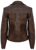 Womens Leather Shawl Wrap Biker Jacket - Riga
