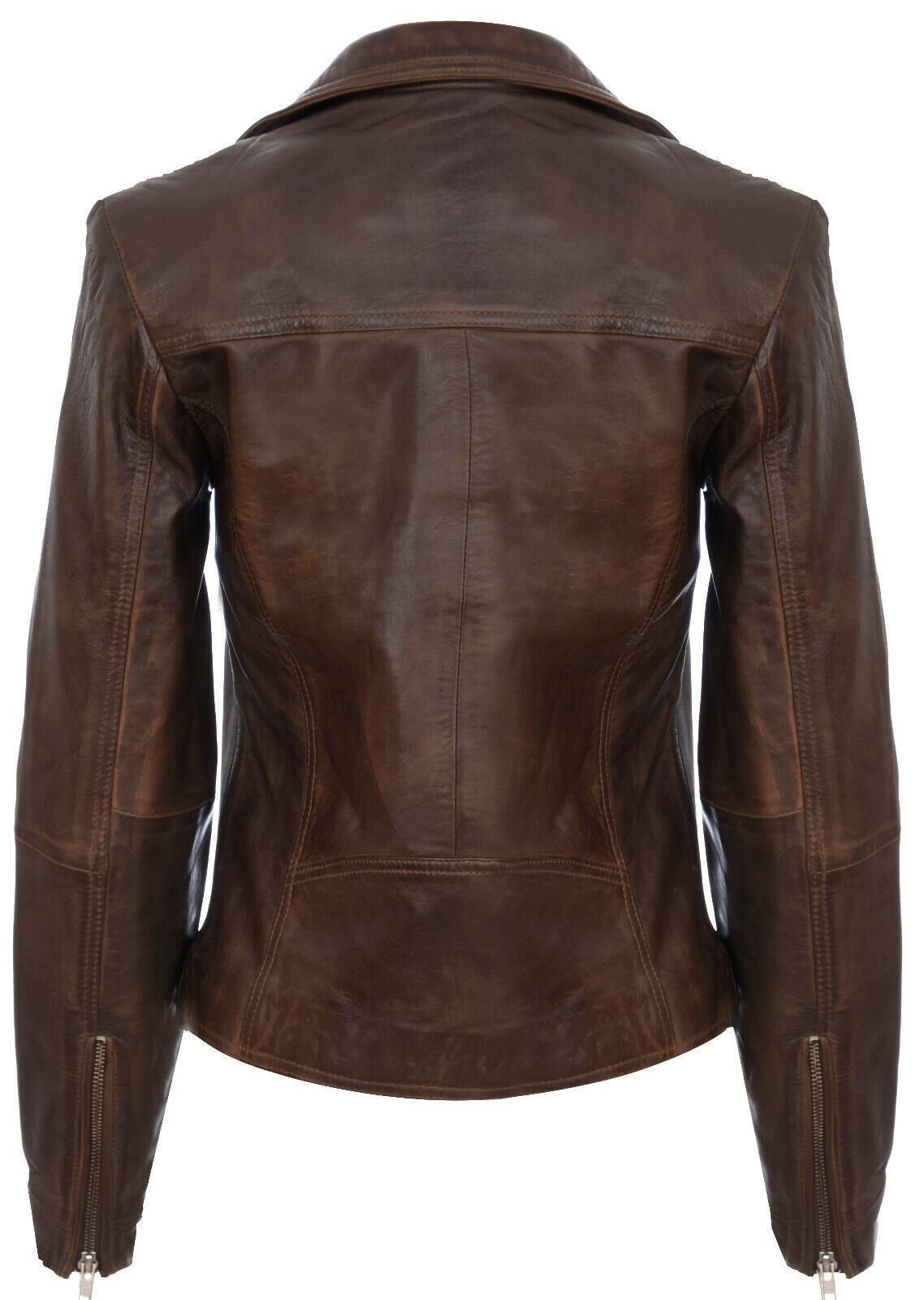 Womens Leather Shawl Wrap Biker Jacket - Riga