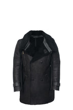 Mens Double Breasted Sheepskin Reefer Coat-Candon