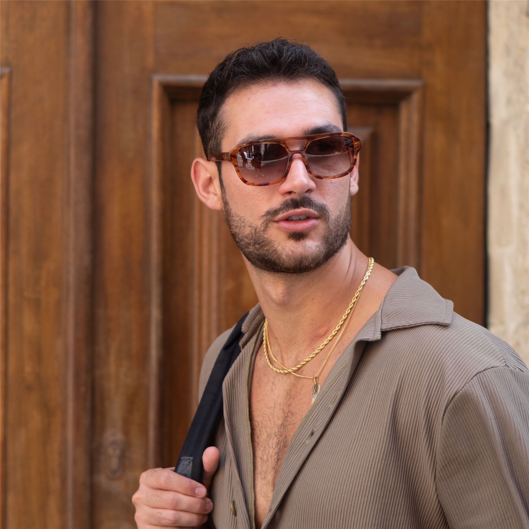 De-Gamme Brown Rectangle Polarized Sunglasses - Rome