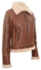 Womens Tan B3 Sheepskin Flying Jacket-Kano