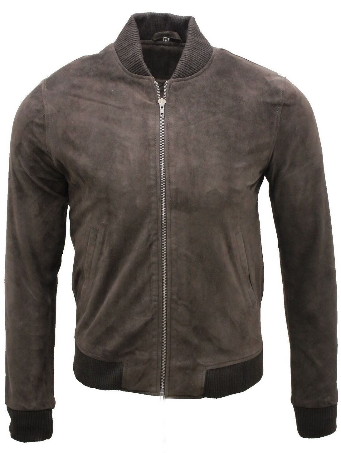 Mens Varsity Soft Suede Leather Bomber Jacket