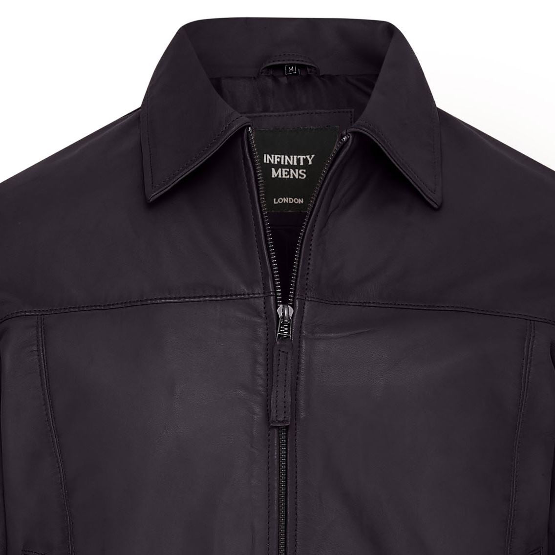 Mens Retro Classic Leather Harrington Biker Jacket - Drammen