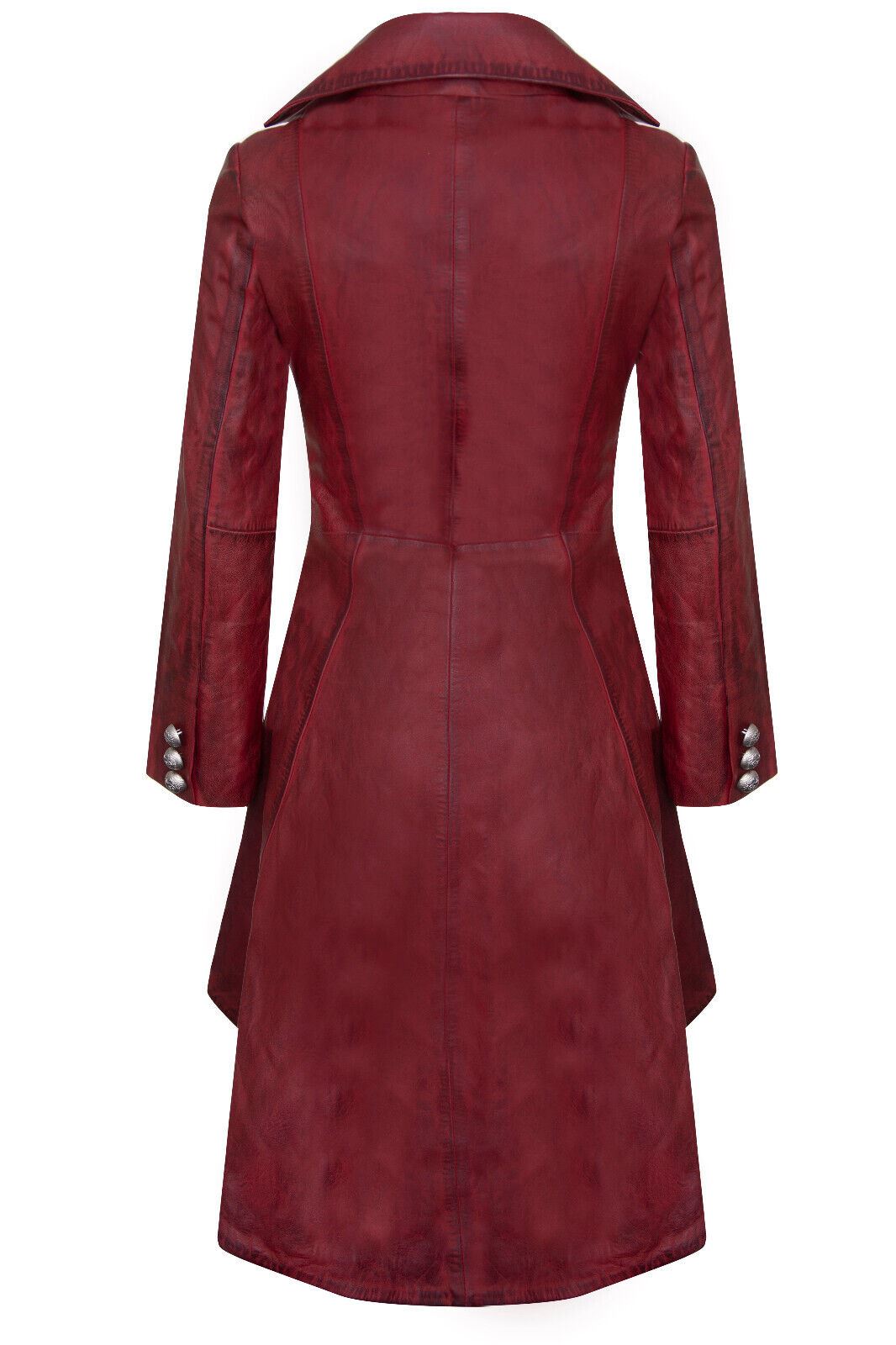 Womens Goth Leather Edwardian Flare Coat-Rushmoor