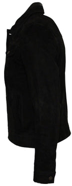 Mens Goat Suede Leather Trucker Jacket-Taraz