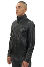 Mens Classic Leather Biker Jacket-Caracas