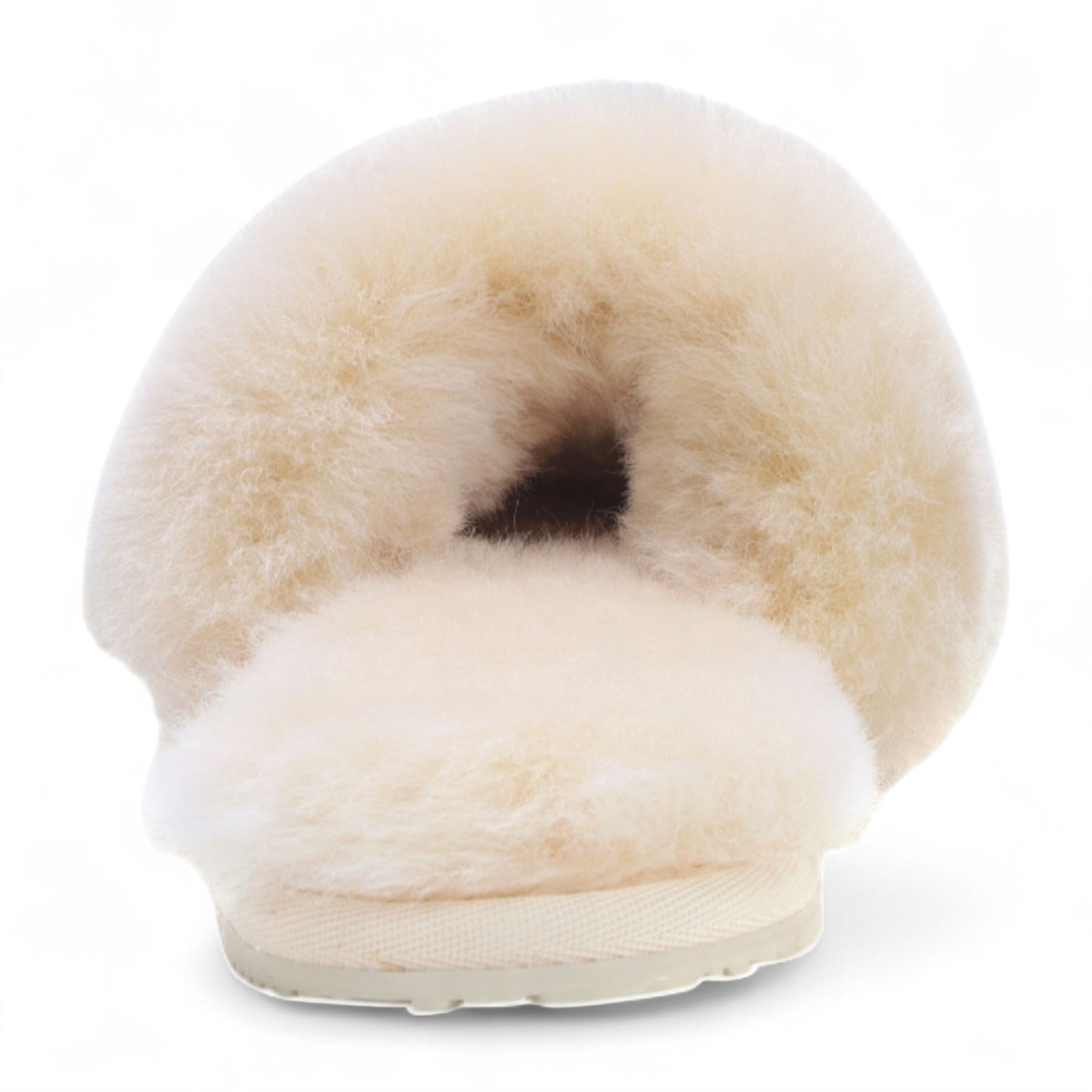 Women's Sheepskin Slippers Beige Warm Winter Fur Sliders - Nordic