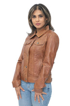 Womens Leather Trucker Jeans Jacket-Anderlecht