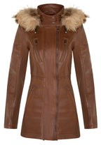 Womens Quilted Leather Parka Jacket-Curitiba