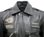 Mens Cow Hide Detachable Collar Leather Flight Bomber Jacket