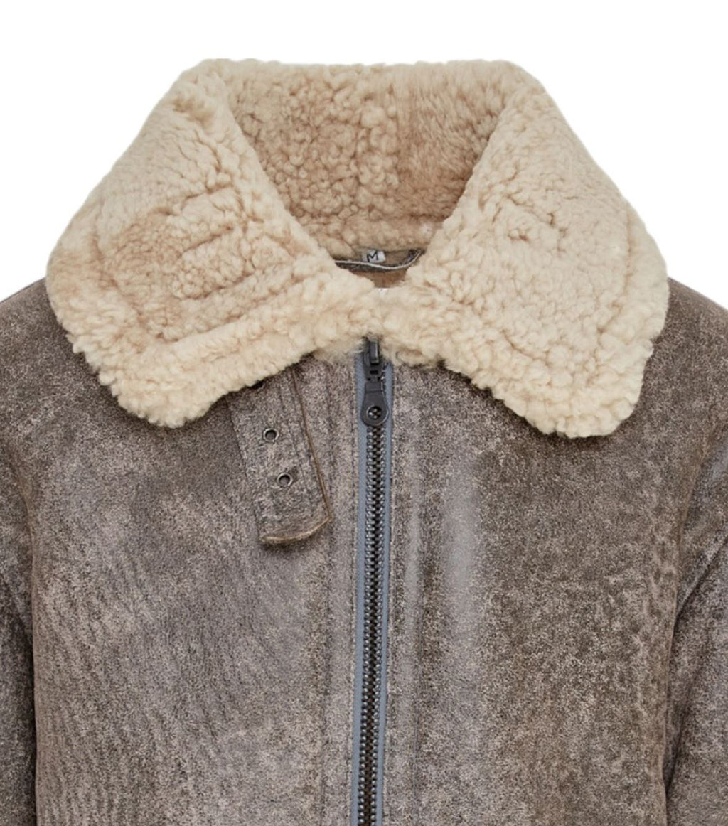 Mens B3 WW2 Sheepskin Leather Flying Aviator Jacket-Houston