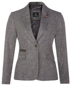 Womens Tweed 1920s Herringbone Grey Blazer