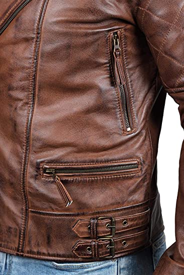 Men's Real Handmade Real Brown Sheep Motorcycle Leather Jacket For Men | Mens Biker Leather Jacket | Men Biker Jacket | Best Gift For Him