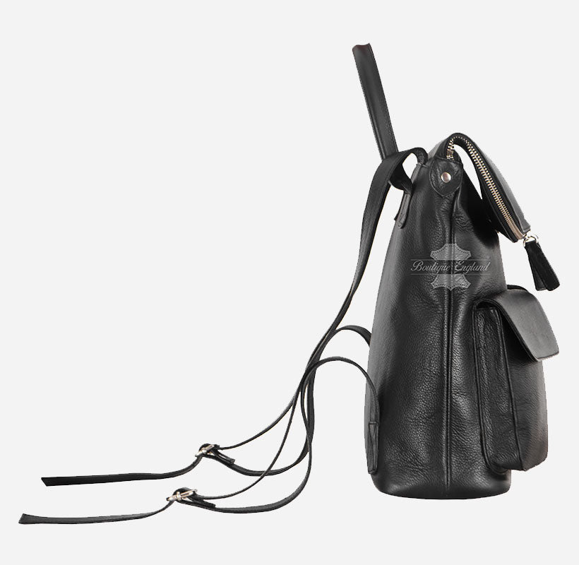 Women's Leather Backpack Leather Rucksack Black