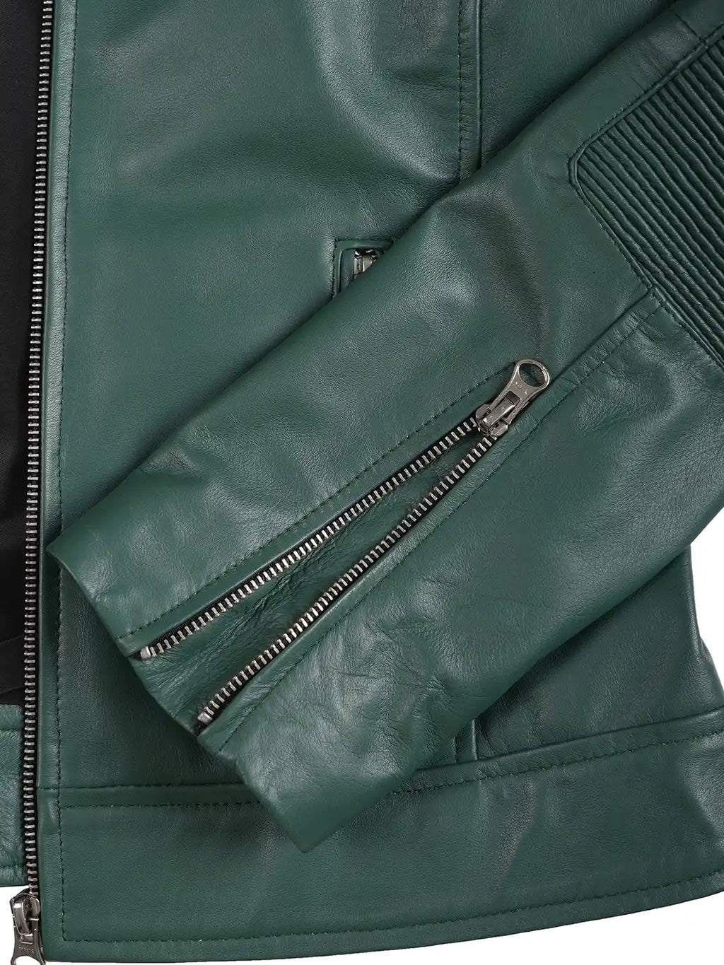 Austin Women Cafe Racer Style Green Leather Jacket