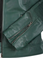 Austin Women Cafe Racer Style Green Leather Jacket