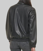 Women’s Black Leather Varsity Jacket
