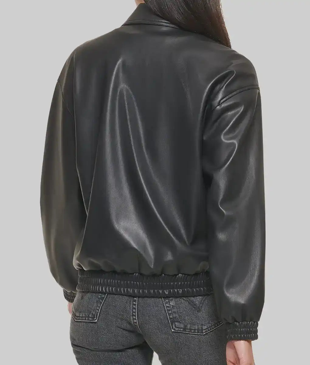 Women’s Black Leather Varsity Jacket