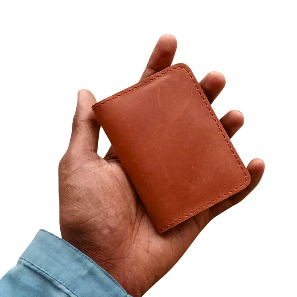 Mustard Leather Wallet - Hidden Magnetic Closure