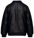 Kids Unisex Varsity Black Baseball Leather Bomber Black Jacket (1-13Years)
