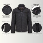 Mens Quilted Puffer Leather Bomber Jacket - Torpoint