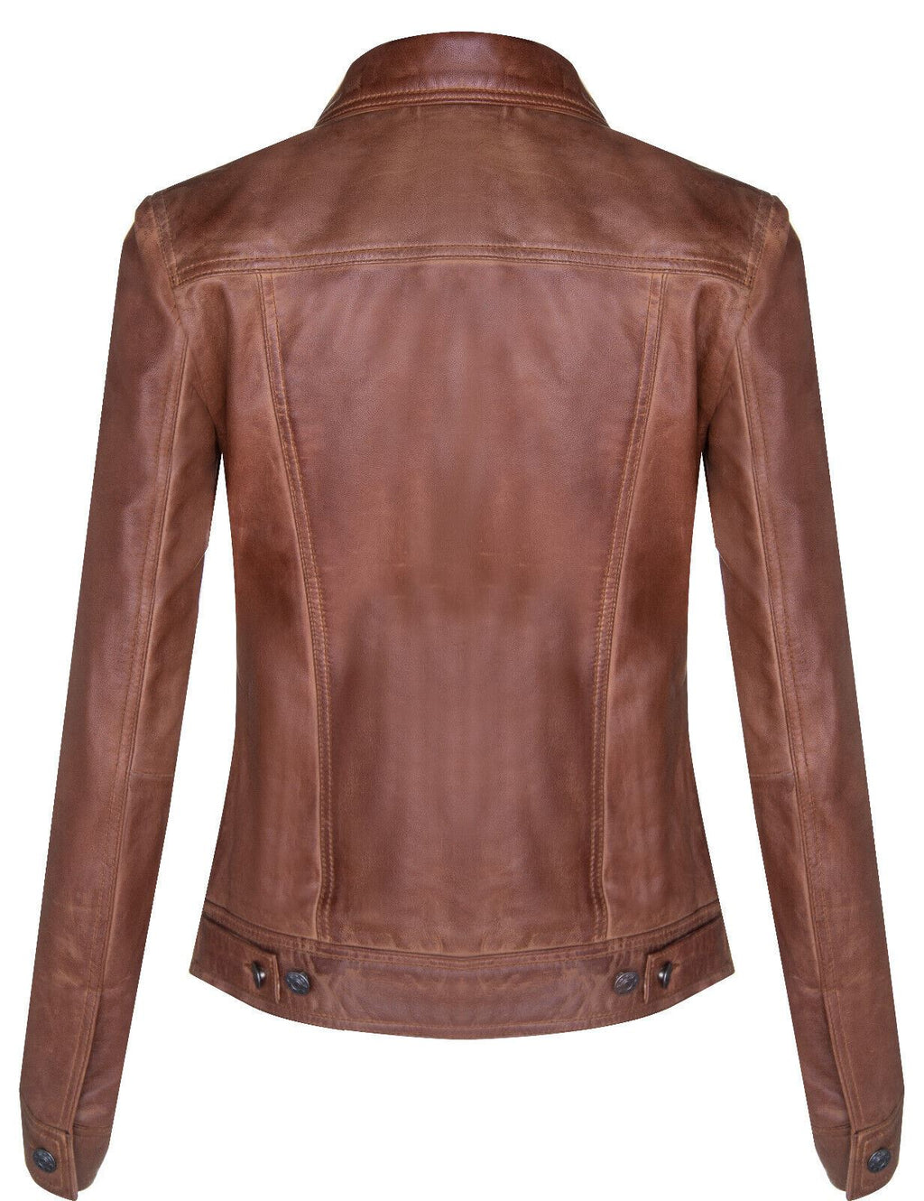 Womens Leather Trucker Jeans Jacket-Anderlecht