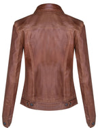Womens Leather Trucker Jeans Jacket-Anderlecht