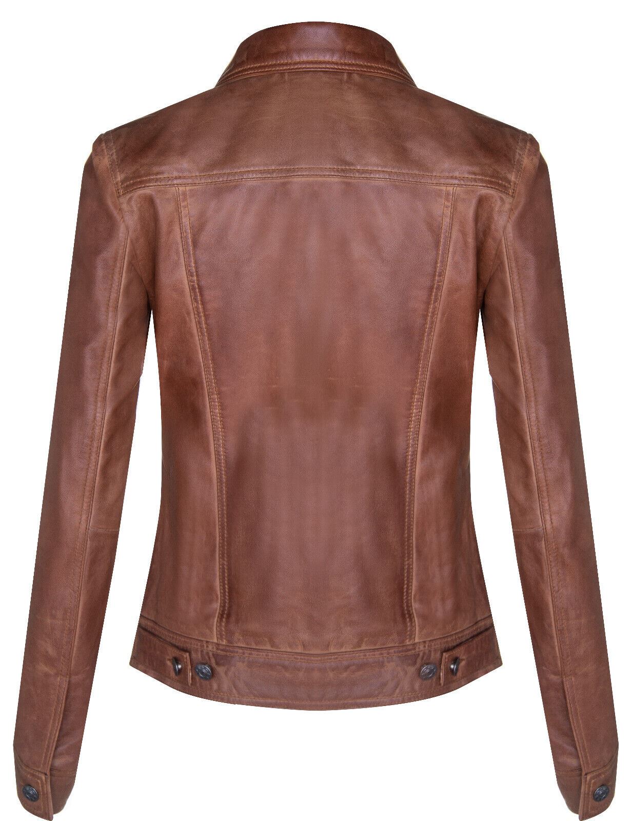 Womens Leather Trucker Jeans Jacket-Anderlecht
