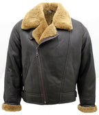 Mens Sheepskin Leather WW2 Bomber Jacket-Tucson