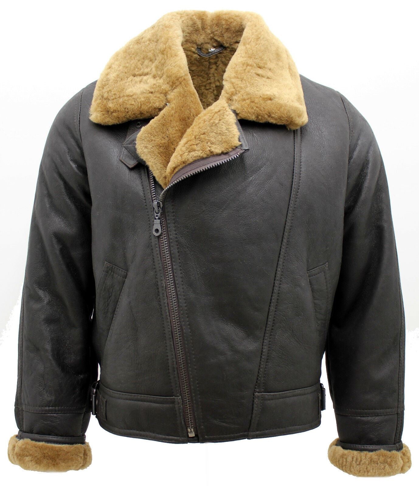 Mens Sheepskin Leather WW2 Bomber Jacket-Tucson
