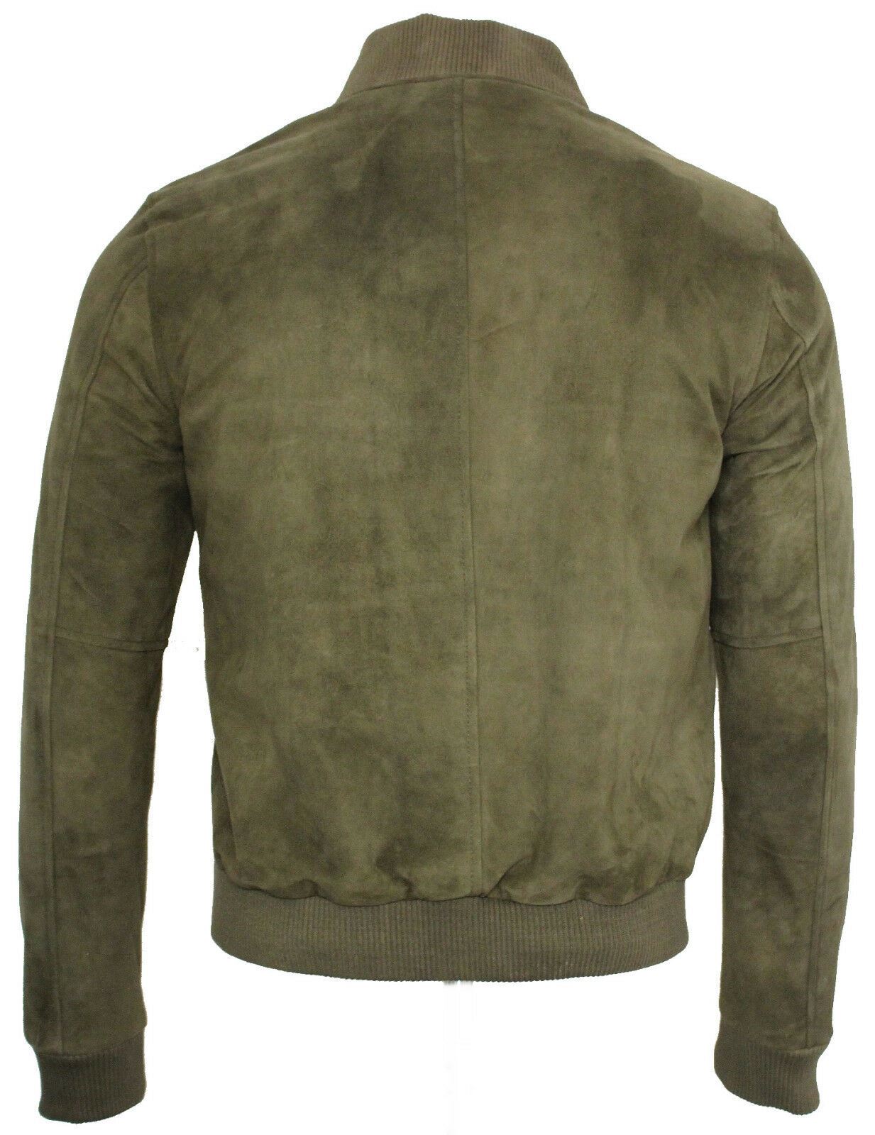Mens Varsity Soft Suede Leather Bomber Jacket