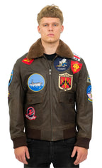 Mens Top Gun A2 Leather Bomber Jacket-San Diego