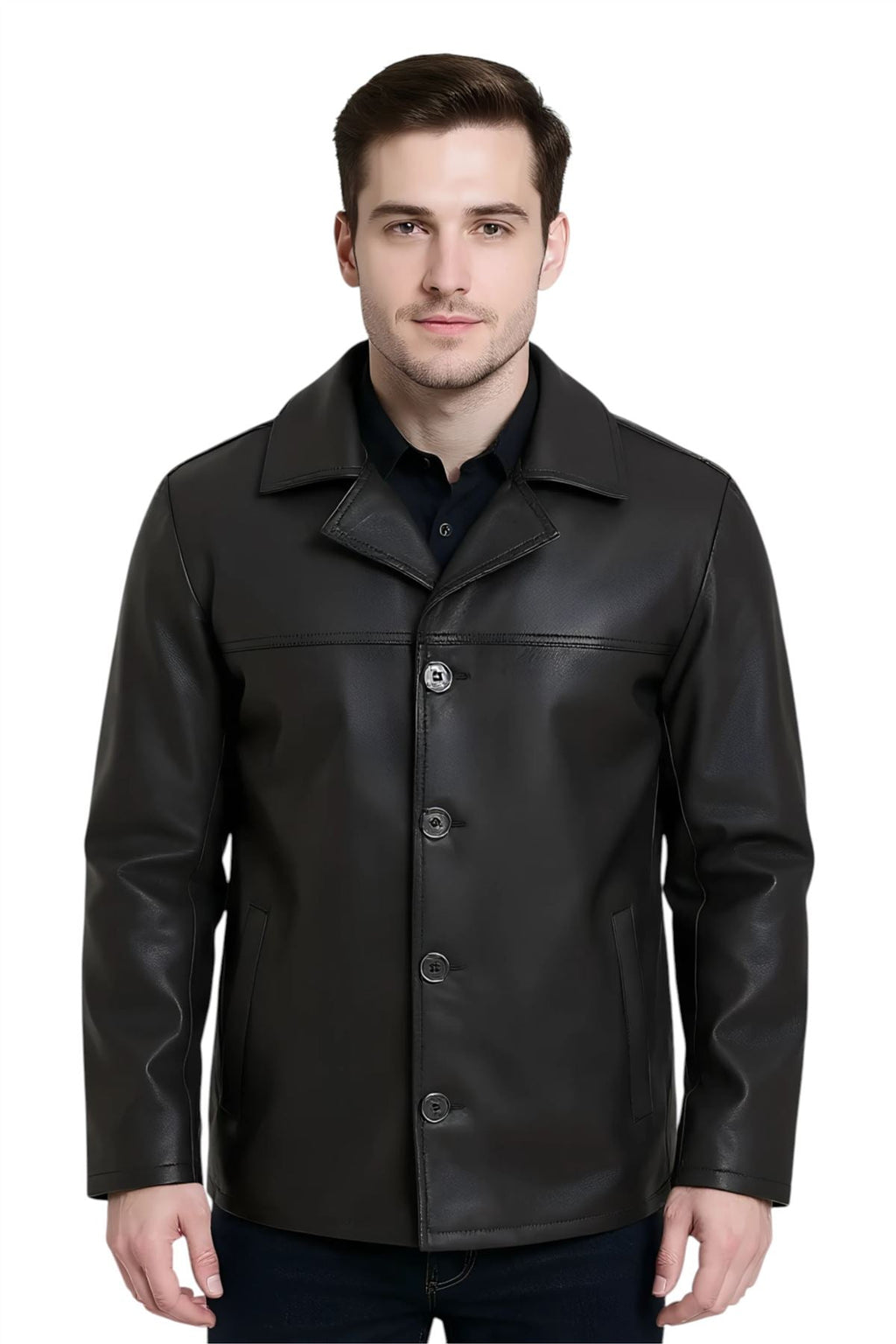 Men’s 4 Button Italian Leather Blazer Jacket - Loxton