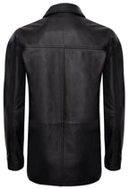 Mens Black Leather Safari Jacket-Porto