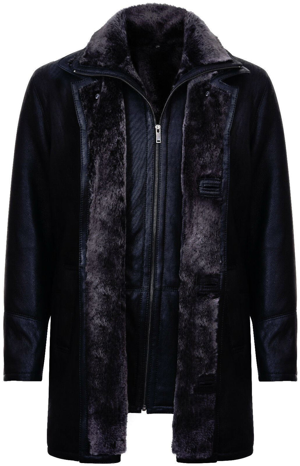 Mens Warm Shearling Sheepskin Leather Coat-Florence