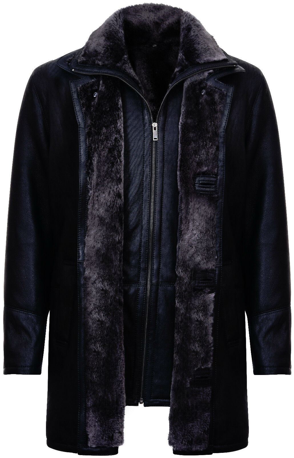 Mens Warm Shearling Sheepskin Leather Coat-Florence